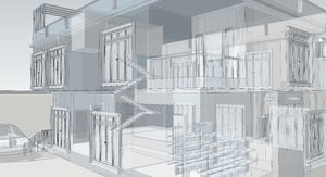 Edifício 3D e wireframe 5